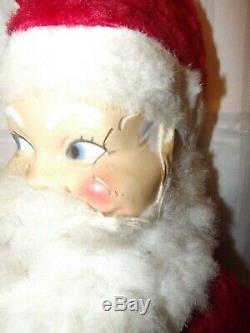 Antique Celluloid Face Pre WWII Plush Santa Claus Wind Up Musical 36 Swisstone