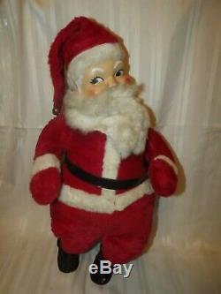 Antique Celluloid Face Pre WWII Plush Santa Claus Wind Up Musical 36 Swisstone