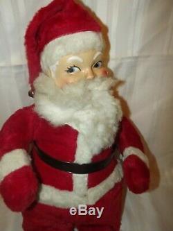 Antique Celluloid Face Pre WWII Plush Santa Claus Wind Up Musical 36 Swisstone