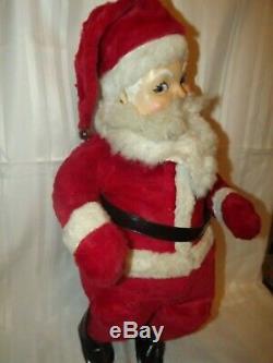 Antique Celluloid Face Pre WWII Plush Santa Claus Wind Up Musical 36 Swisstone