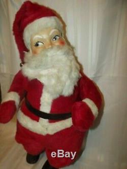 Antique Celluloid Face Pre WWII Plush Santa Claus Wind Up Musical 36 Swisstone