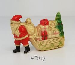 Antique Celluloid Viscoloid Santa Claus Sleigh Toys Christmas Decoration USA VCO
