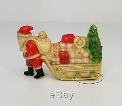 Antique Celluloid Viscoloid Santa Claus Sleigh Toys Christmas Decoration USA VCO