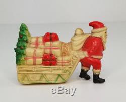 Antique Celluloid Viscoloid Santa Claus Sleigh Toys Christmas Decoration USA VCO
