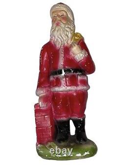 Antique Christmas 13 Santa Claus Plaster Chalkware Statue Figure 1920s Blue Eye