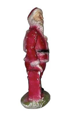 Antique Christmas 13 Santa Claus Plaster Chalkware Statue Figure 1920s Blue Eye