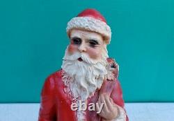 Antique Christmas 13 Santa Claus Plaster Chalkware Statue Figure c1920s