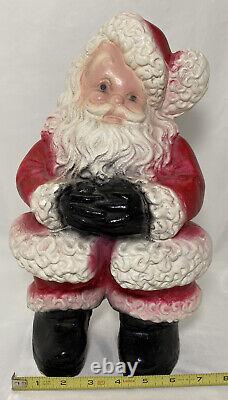 Antique Christmas 14H Santa Claus Plaster Chalkware Statue Bank Figure Mexico