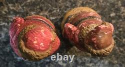 Antique Christmas Decoration Chalkware Santa Claus Figure Pipe Bag Of Toys VTG