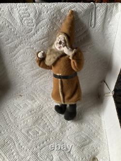 Antique Christmas Felt Robe Santa Claus Figure
