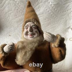 Antique Christmas Felt Robe Santa Claus Figure