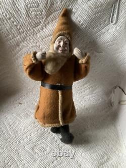 Antique Christmas Felt Robe Santa Claus Figure