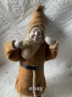 Antique Christmas Felt Robe Santa Claus Figure