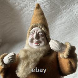 Antique Christmas Felt Robe Santa Claus Figure