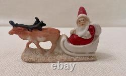 Antique Christmas Germany Bisque Santa Reindeer Hertwig 6699 Early 20th Century