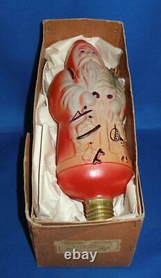 Antique Christmas Santa Claus Figure Edison Light Bulb Japan Tested Works & Box