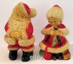 Antique Christmas Santa & Mrs Claus Chalk ware Statue Figure Banks 1930-40's
