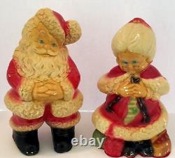 Antique Christmas Santa & Mrs Claus Chalk ware Statue Figure Banks 1930-40's