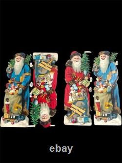 Antique Die-Cuts 4 Santa's with Christmas Trees & Toys PFB Berlin Germany