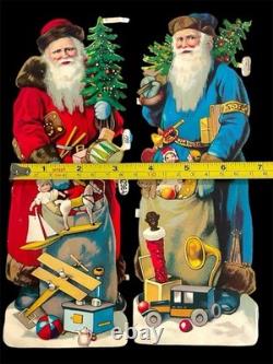 Antique Die-Cuts 4 Santa's with Christmas Trees & Toys PFB Berlin Germany