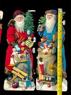 Antique Die-Cuts 4 Santa's with Christmas Trees & Toys PFB Berlin Germany