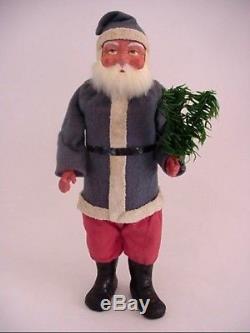 Antique GERMAN SANTA CLAUS Candy Container Rare Blue Wood Cutter