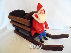 Antique German Inspired Replica Santa Claus in Sleigh Hand Crafted Figure