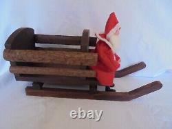 Antique German Inspired Replica Santa Claus in Sleigh Hand Crafted Figure