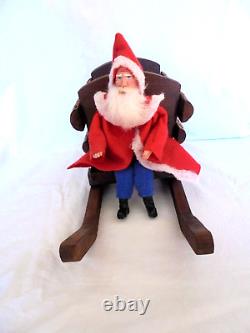 Antique German Inspired Replica Santa Claus in Sleigh Hand Crafted Figure