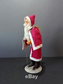 Antique German Long Coat Santa Claus Runner 10 with Cloak, Paper Mache, Vintage