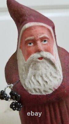 Antique German Paper Mache Belsnickle Santa Claus Figure Christmas Candy Holder