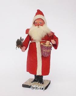 Antique German Paper Mache Red Santa Claus Belsnickel Figure Candy Container