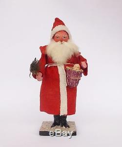 Antique German Paper Mache Red Santa Claus Belsnickel Figure Candy Container