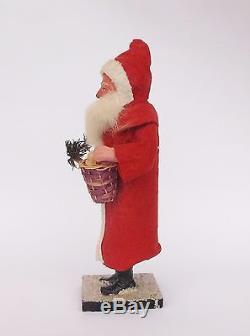 Antique German Paper Mache Red Santa Claus Belsnickel Figure Candy Container