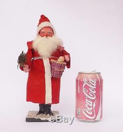 Antique German Paper Mache Red Santa Claus Belsnickel Figure Candy Container