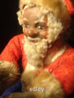 Antique German SANTA CLAUS Sitting With Tree. Olive Skinned