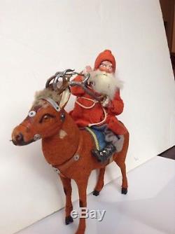 Antique German Santa Claus And Reindeer -RARE- Decoration