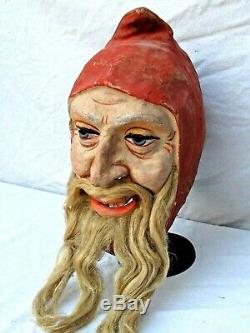Antique German Santa Claus Figure Papier Mache Mask Early Great & Rare
