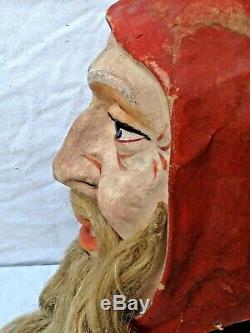 Antique German Santa Claus Figure Papier Mache Mask Early Great & Rare