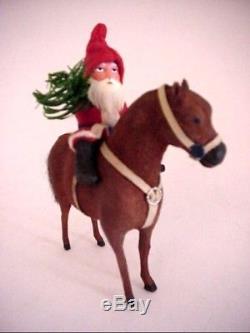 Antique German Santa Claus Riding Paper Mache Horse Cute