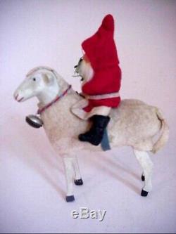 Antique German Santa Claus Riding Sheep Cute