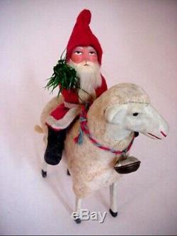 Antique German Santa Claus Riding Sheep Cute