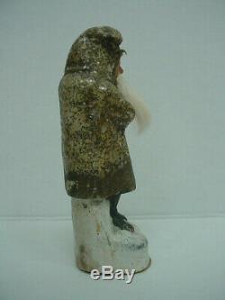 Antique Gold Belsnickle Santa Claus with Rabbit Fur Beard