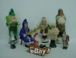 Antique Gold Belsnickle Santa Claus with Rabbit Fur Beard