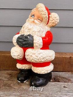 Antique Large Santa Claus Chalkware Figure Vintage Sculpture Christmas Decor