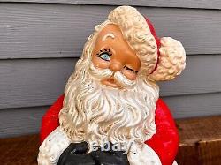 Antique Large Santa Claus Chalkware Figure Vintage Sculpture Christmas Decor