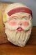 Antique Paper Mache Santa Claus Face Vintage Christmas Hat Beard Store Display
