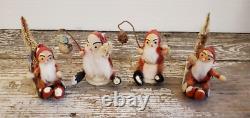 Antique Paper Mache Santa Claus Figures Japan Cardboard Lot of 4 Figurine XMAS