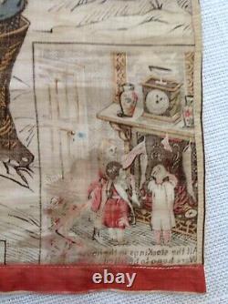 Antique RARE 1800s Edward Peck Printed Cloth Doll and Banner Santa Claus