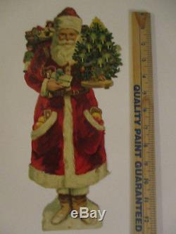 Antique SANTA CLAUS Victorian Christmas Die-Cut embossed paper Tree Toys ca. 13